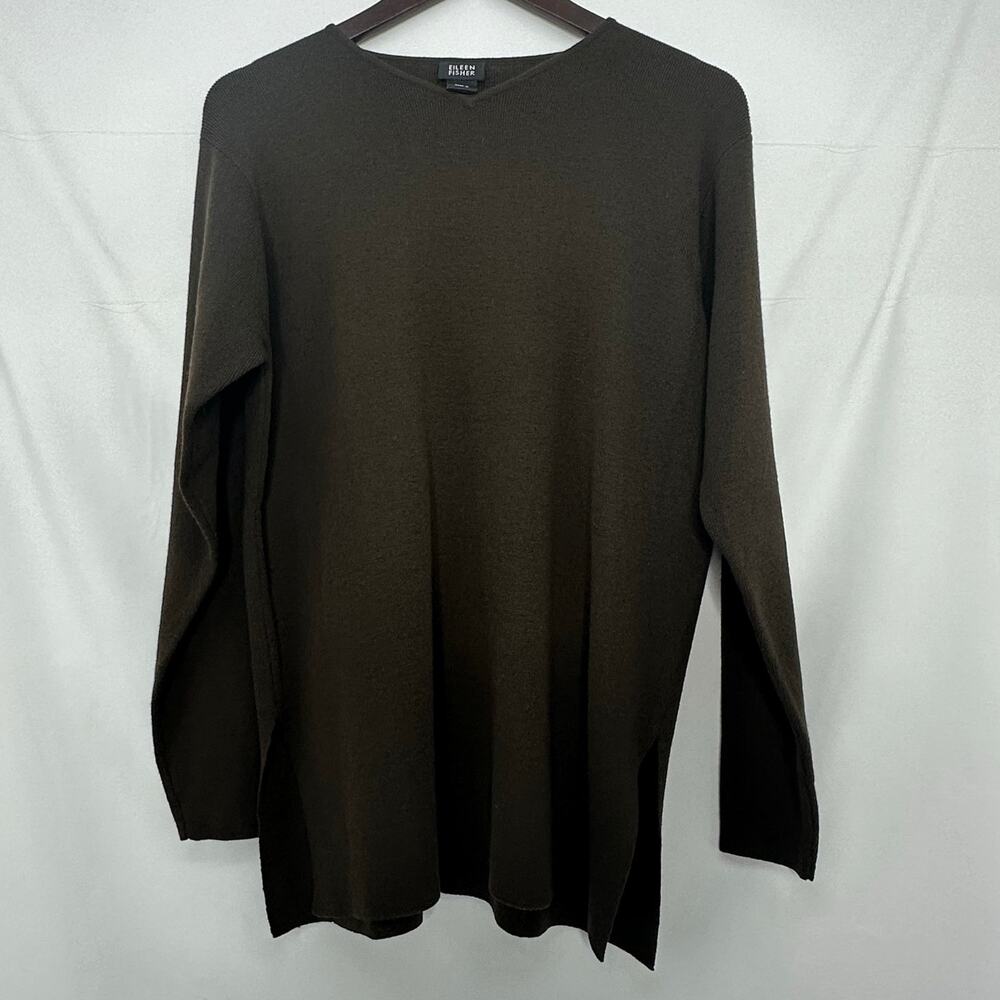 Eileen Fisher Wool Sweater Women’s Medium Brown Minimalist Soft Knit Pullover